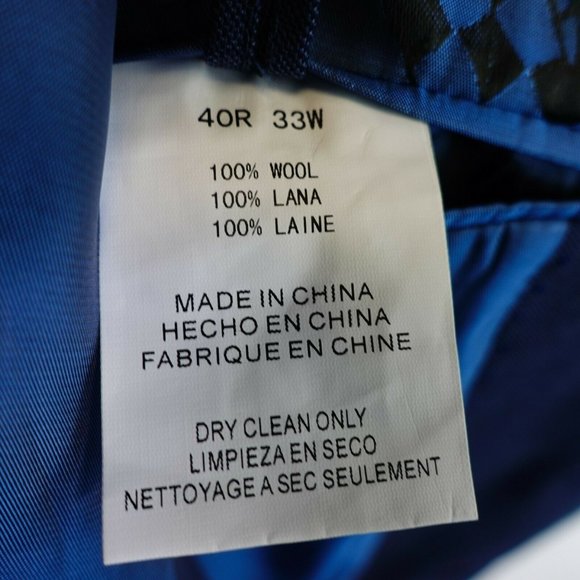 Navy Sports Coat MEDIUM Blazer Blue Suit Mens 40 Wool Slim Fit Work VINCE CAMUTO - Picture 12 of 13